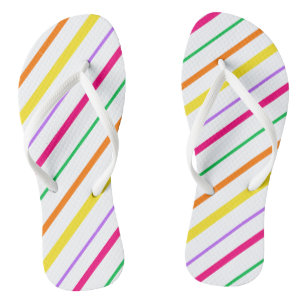 Tropisch rosa, orange gelbe Streifen Drehte Flo Flip Flops