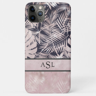 Tropisch rosa Schwarze Monogramm Metallic Chic Case-Mate iPhone Hülle