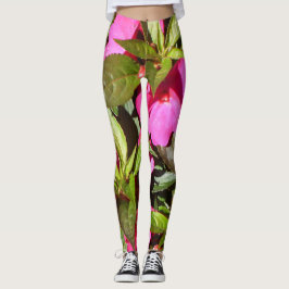 Tropisch rosa und grüne botanische Erklärung Leggings