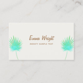 Tropisch türkisfarbene Palmenblätter Visitenkarte