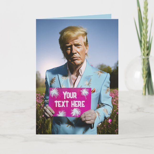 Tropisch-vermeintliches Portrait Donald Trump Look Einladung (Vorderseite)