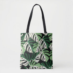 Tropisch weiße Monstera-Blatt Illustration. E Tasche