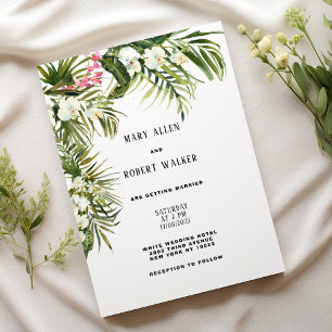Tropisch-weiße Orchideenhochzeit Einladung