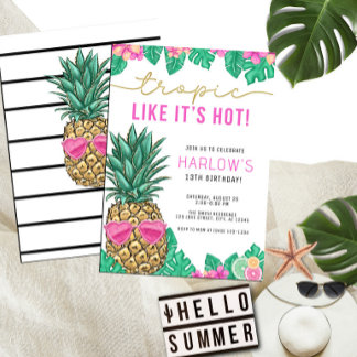 Tropisch wie heiße Ananas tropischer Geburtstag Einladung
