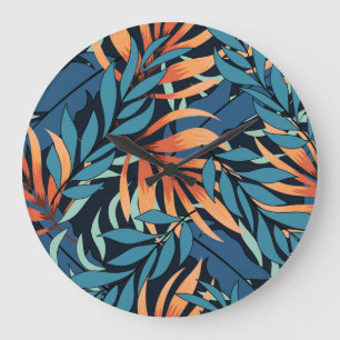 Tropische abstrakte Botanik in Pastell Große Wanduhr