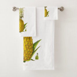 Tropische Akzent-Ananas-Vintage-Illustration Badhandtuch Set