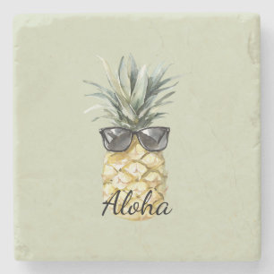 Tropische Aloha-Ananas mit Sonnenbrille Steinuntersetzer