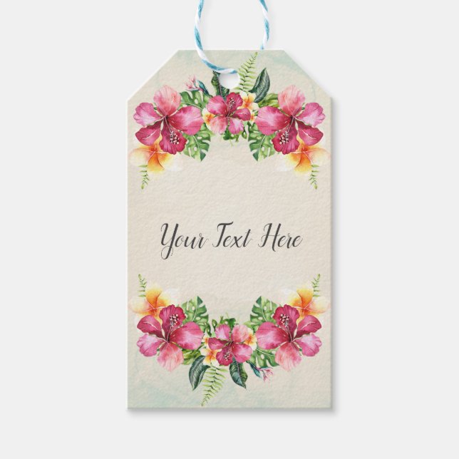 Tropische Aloha-Blume Botanische Hochzeit Geschenkanhänger (Vorderseite)