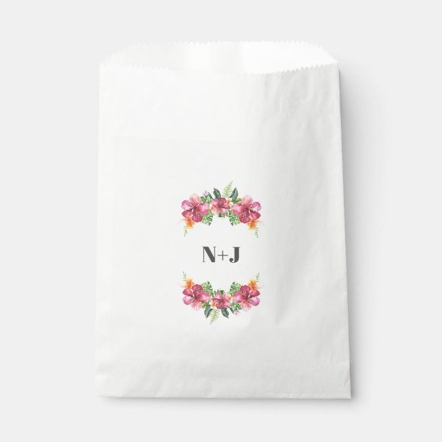 Tropische Aloha-Blume Botanische Hochzeit Geschenktütchen (Vorderseite)