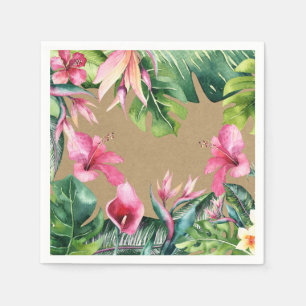 Tropische Aloha Blumen Blätter Sommer Luau Kraft Serviette
