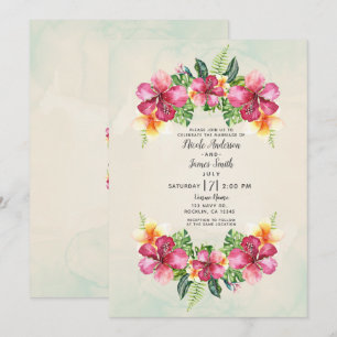 Tropische Aloha-Blumen Botanische Hochzeit Einladung