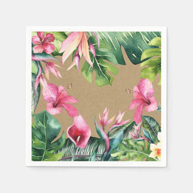 Tropische Aloha Floral Blätter Summer Luau Kraft Serviette (Vorderseite)