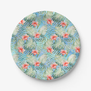Tropische Aloha-Hibiskus-Blumen-Baby-Party Pappteller