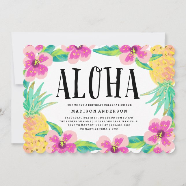 Tropische Aloha-Party Einladung (Vorderseite)