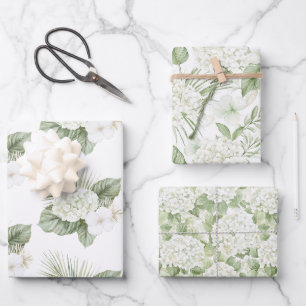 Tropische Aloha-Strand-Hortensien-Blumenhochzeit Geschenkpapier Set