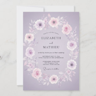 Tropische Amethyst-Pfingstrosen-Hochzeit Einladung