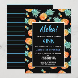 Tropische Ananas 1. Junge Geburtstag Einladung