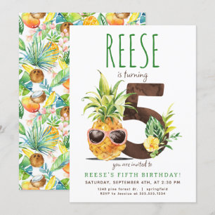 Tropische Ananas 5. Geburtstag Einladung