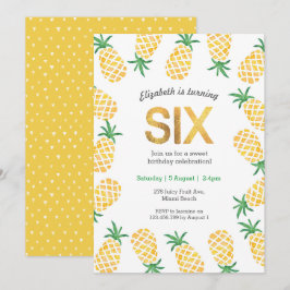 Tropische Ananas 6. Geburtstag Einladung