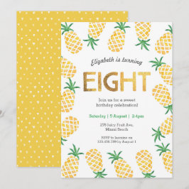 Tropische Ananas 8. Geburtstag Einladung