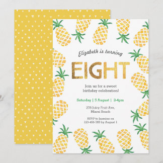 Tropische Ananas 8. Geburtstag Einladung