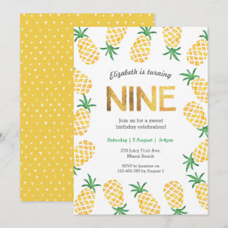 Tropische Ananas 9. Geburtstag Einladung