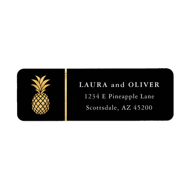 Tropische Ananas-Adressbezeichnungen, Black & Gold (Vorne)