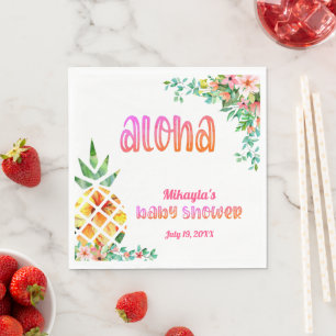 Tropische Ananas-Aloha-Babydusche Serviette