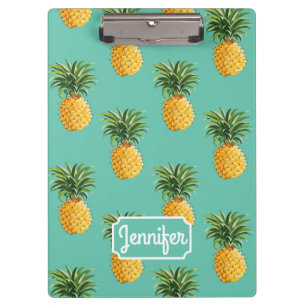 Tropische Ananas auf aquamarinem   addieren Ihren Klemmbrett