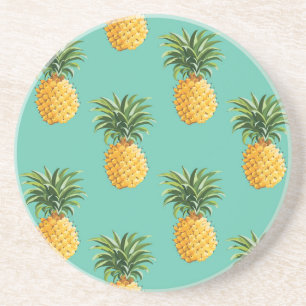 Tropische Ananas auf aquamarinem Getränkeuntersetzer