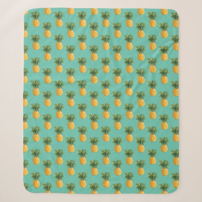 Tropische Ananas auf aquamarinem Sherpadecke (Vorderseite)