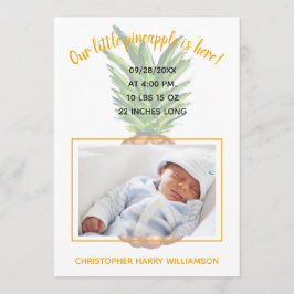 Tropische Ananas Baby Foto Geburtsankündigung Ankündigung