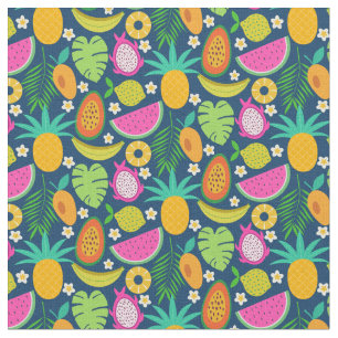 Tropische Ananas Banane Wassermelone Früchte Stoff