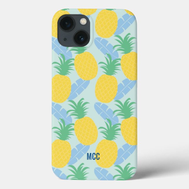 Tropische Ananas-Bananen-Blätter Personalisiert Case-Mate iPhone Hülle (Rückseite)