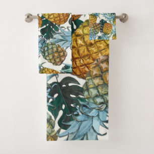 Tropische Ananas & Blätter Exotische Insel Badhandtuch Set