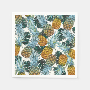 Tropische Ananas & Blätter Exotische Insel Serviette