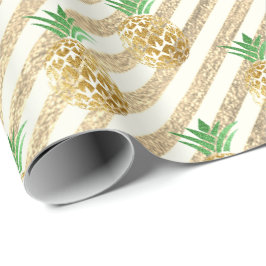 Tropische Ananas-Blätter, grüne goldene Streifen, Geschenkpapier