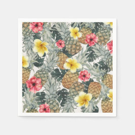 Tropische Ananas Blumenbeete Blätter Exotisches Pa Serviette