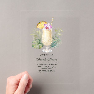 Tropische Ananas-Cocktail-Küsten-Brautparty Acryleinladungen