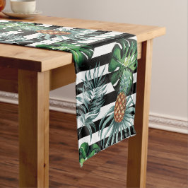 Tropische Ananas des Aquarells mit schwarzen Kurzer Tischläufer