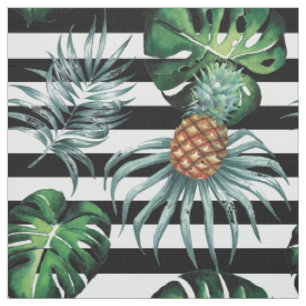 Tropische Ananas des Aquarells mit schwarzen Stoff