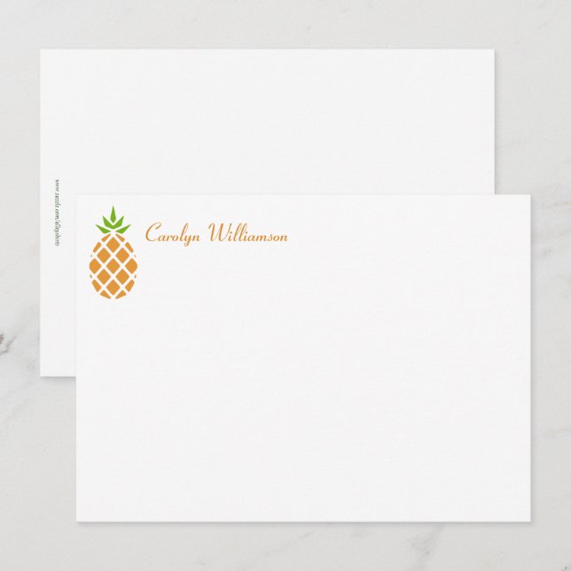 Tropische Ananas Einfache Chic Individuelle Name F Mitteilungskarte (Vorne/Hinten)