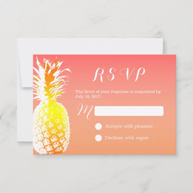 Tropische Ananas Elegante Hochzeit UAWG RSVP Karte (Vorderseite)