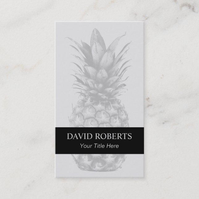 Tropische Ananas-elegantes silbernes Schwarzes Visitenkarte (Vorderseite)