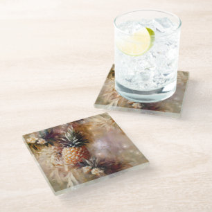 Tropische Ananas funkelnde Brautparty Glasuntersetzer