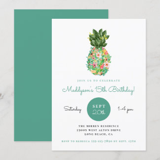 Tropische Ananas Geburtstag Einladung