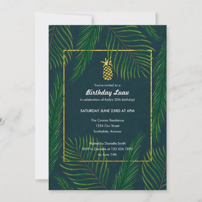 Tropische Ananas Geburtstag Luau Party Einladung (Vorderseite)