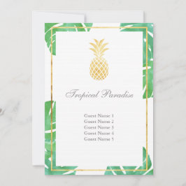 Tropische Ananas-Gold-Sitzkarten - Vertikal Einladung