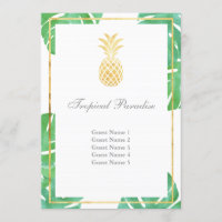 Tropische Ananas-Gold-Sitzkarten - Vertikal