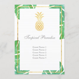 Tropische Ananas-Gold-Sitzkarten - Vertikal Einladung